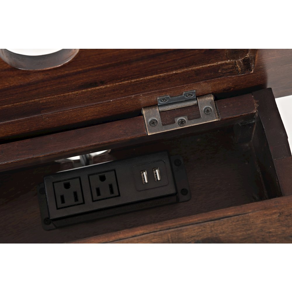 Painted Canyon Rustic Solid Acacia USB Charging End Table. Picture 5