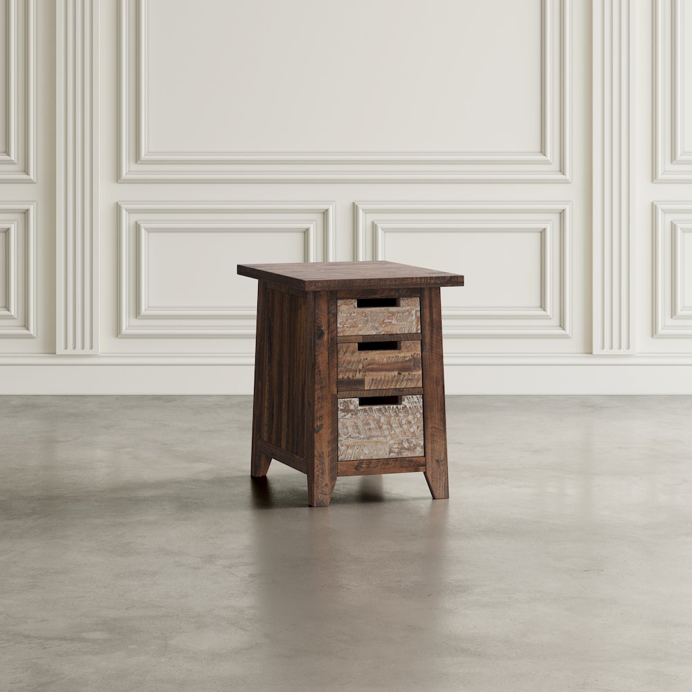 Painted Canyon Rustic Solid Acacia USB Charging End Table. Picture 10