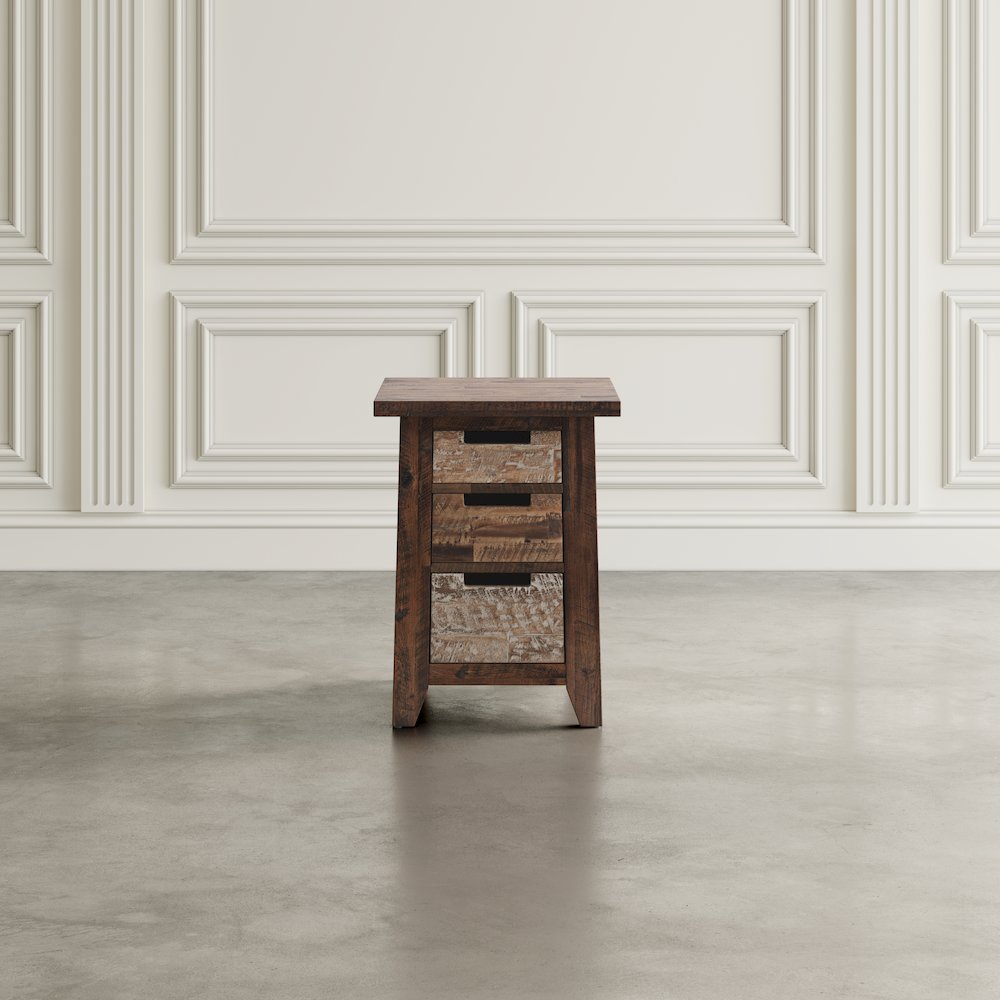 Painted Canyon Rustic Solid Acacia USB Charging End Table. Picture 9
