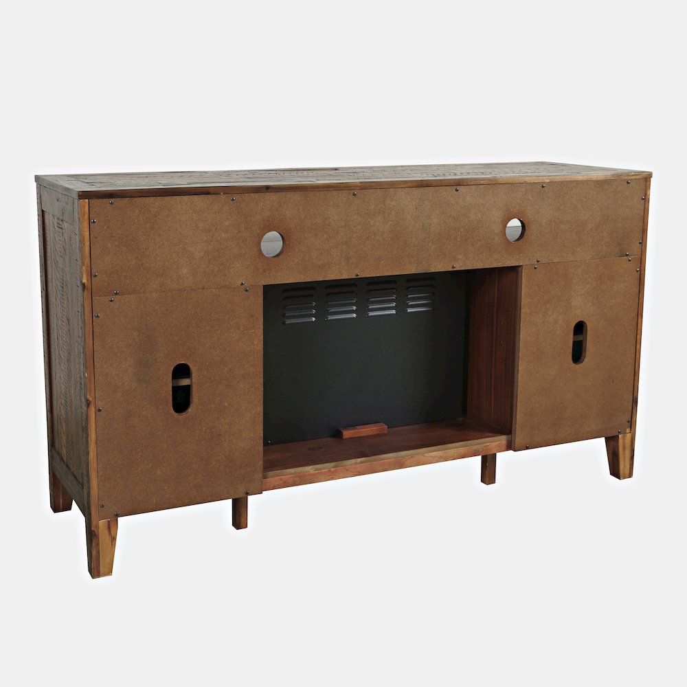 Painted Canyon Rustic 60" Storage Console TV Stand with Electric Fireplace. Picture 8