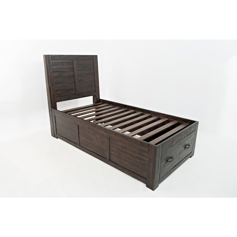 Jackson Lodge Rustic Distressed Solid Wood Twin Storage Bed. Picture 1