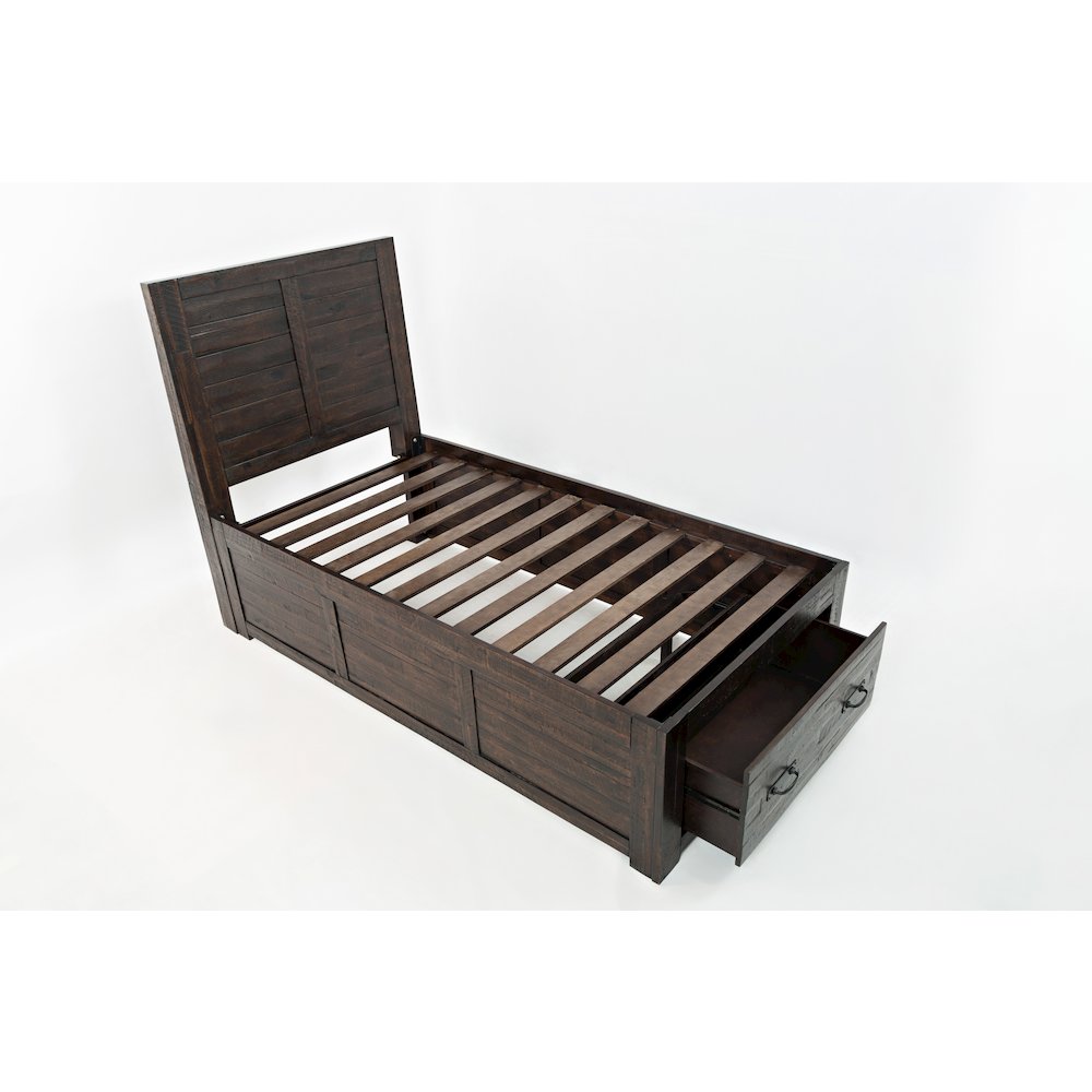 Jackson Lodge Rustic Distressed Solid Wood Twin Storage Bed. Picture 2