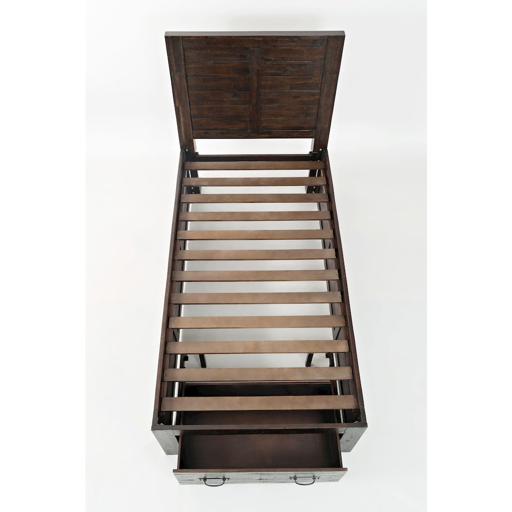 Jackson Lodge Rustic Distressed Solid Wood Twin Storage Bed. Picture 6