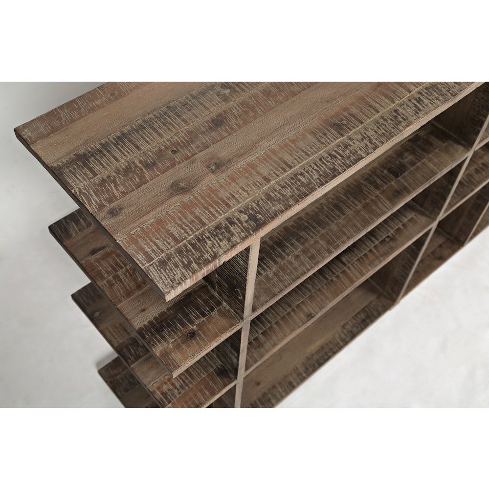 Conundrum Modern Distressed Solid Wood Bookcase. Picture 4