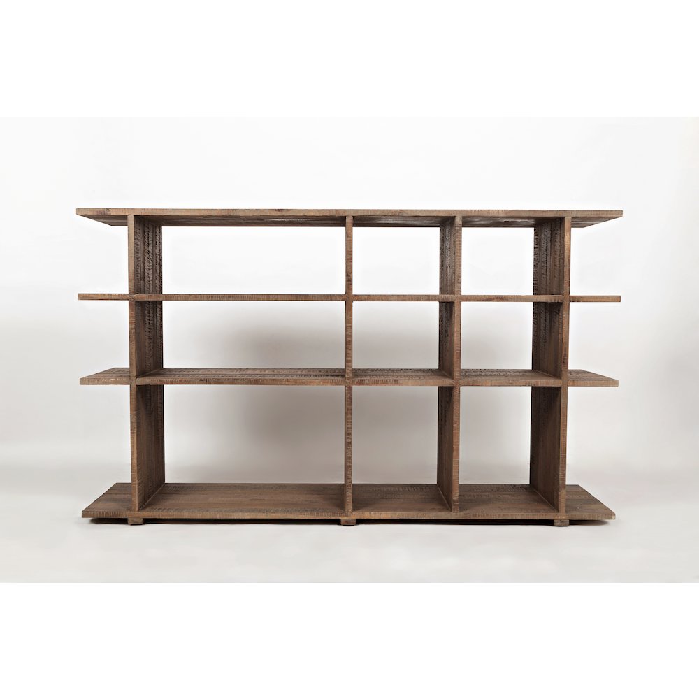 Conundrum Modern Distressed Solid Wood Bookcase. Picture 1