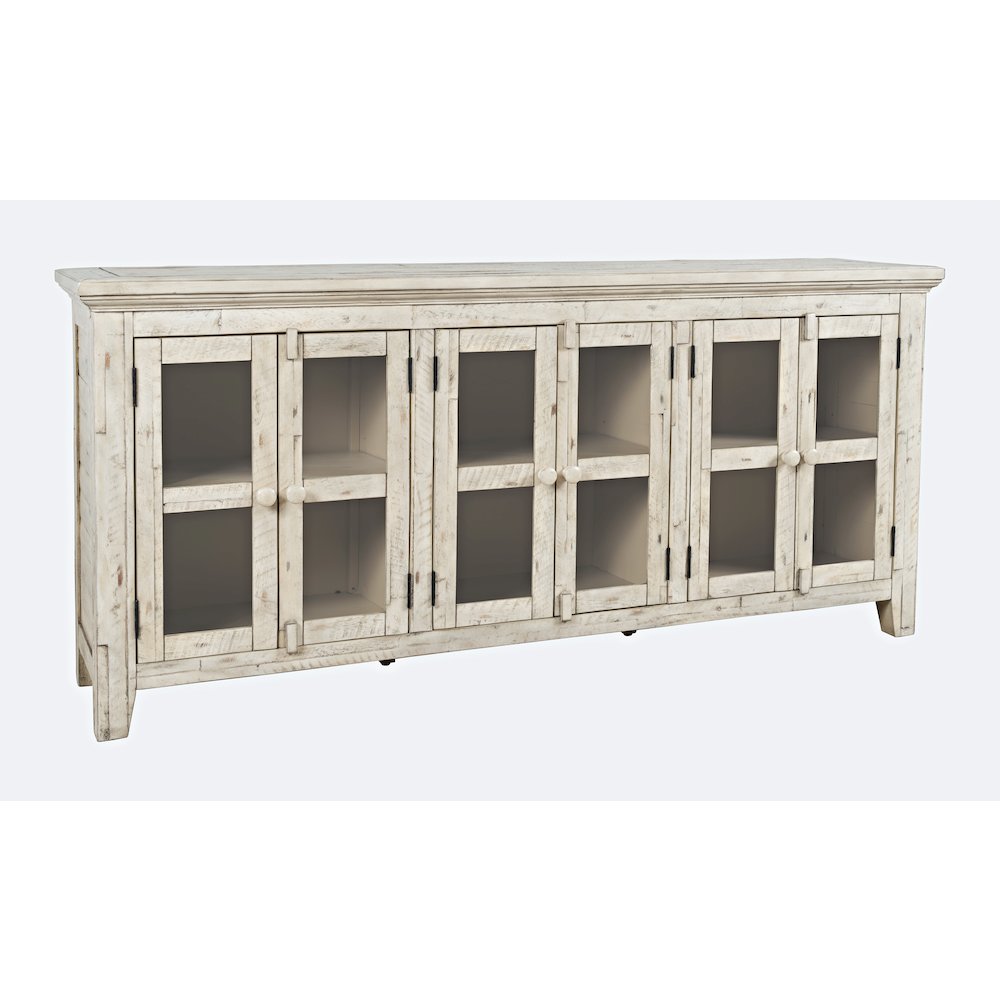 Rustic Shores 70" Coastal Distressed Acacia Six-Door Sideboard Cabinet. Picture 4