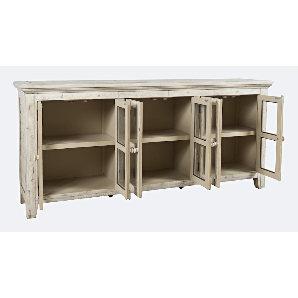 Rustic Shores 70" Coastal Distressed Acacia Six-Door Sideboard Cabinet. Picture 7