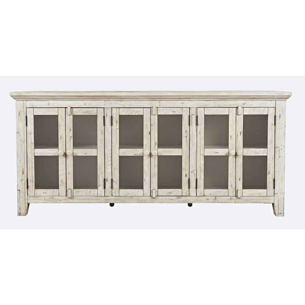 Rustic Shores 70" Coastal Distressed Acacia Six-Door Sideboard Cabinet. Picture 1