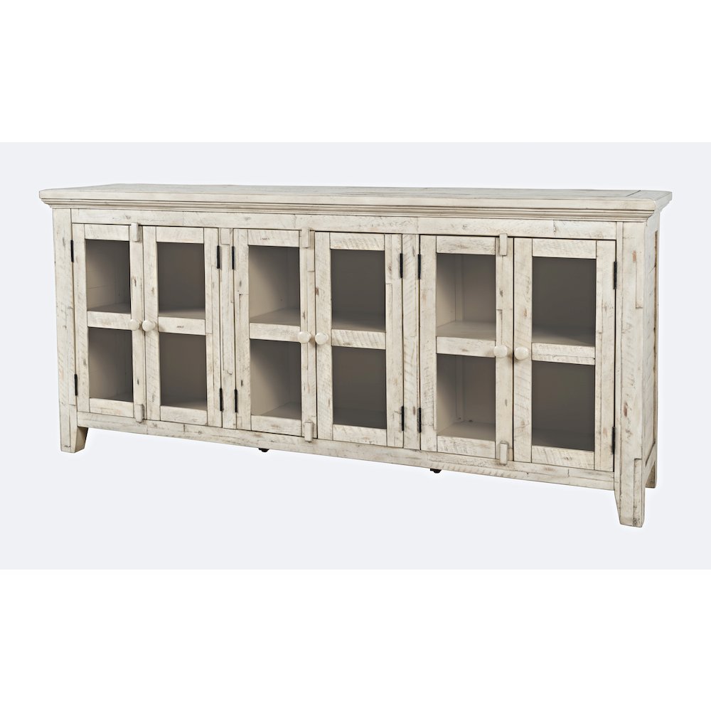 Rustic Shores 70" Coastal Distressed Acacia Six-Door Sideboard Cabinet. Picture 3