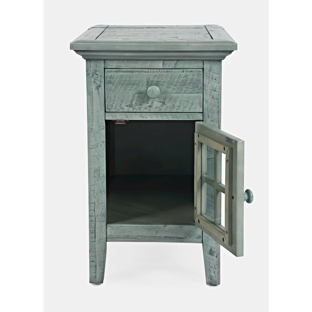 Rustic Shores Distressed Acacia USB Charging Chairside End Table. Picture 5