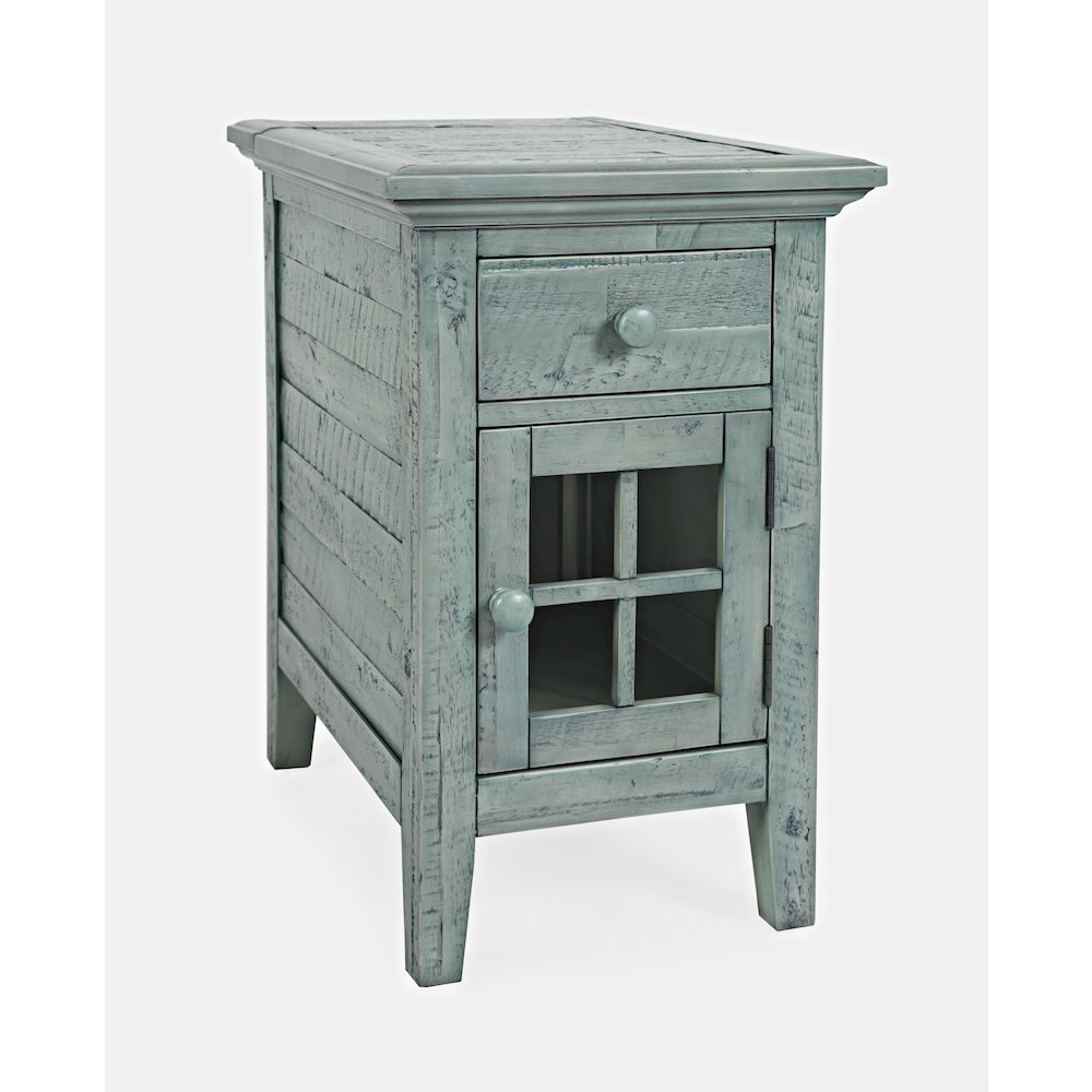Rustic Shores Distressed Acacia USB Charging Chairside End Table. Picture 4