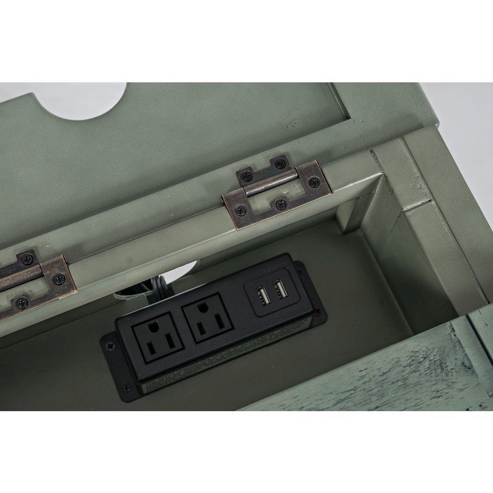 Rustic Shores Distressed Acacia USB Charging Chairside End Table. Picture 7