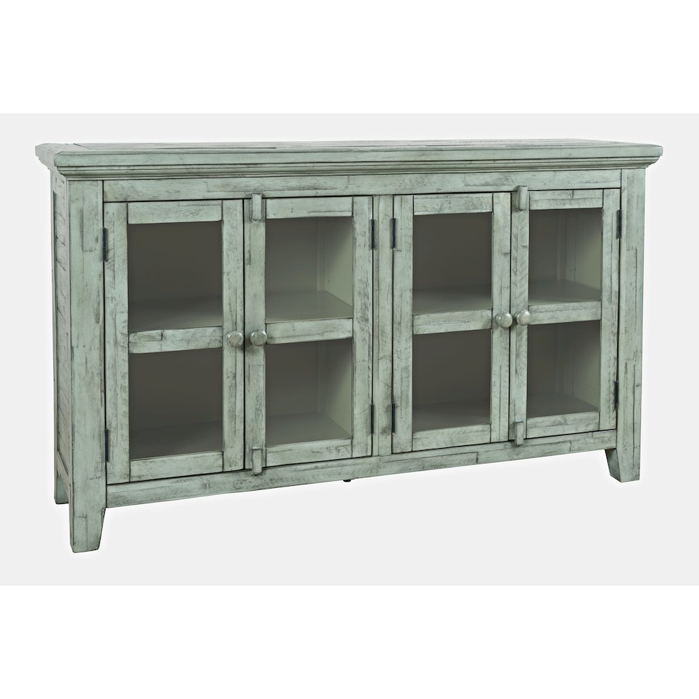 Rustic Shores 54" Coastal Distressed Acacia Four-Door Credenza Cabinet. Picture 10
