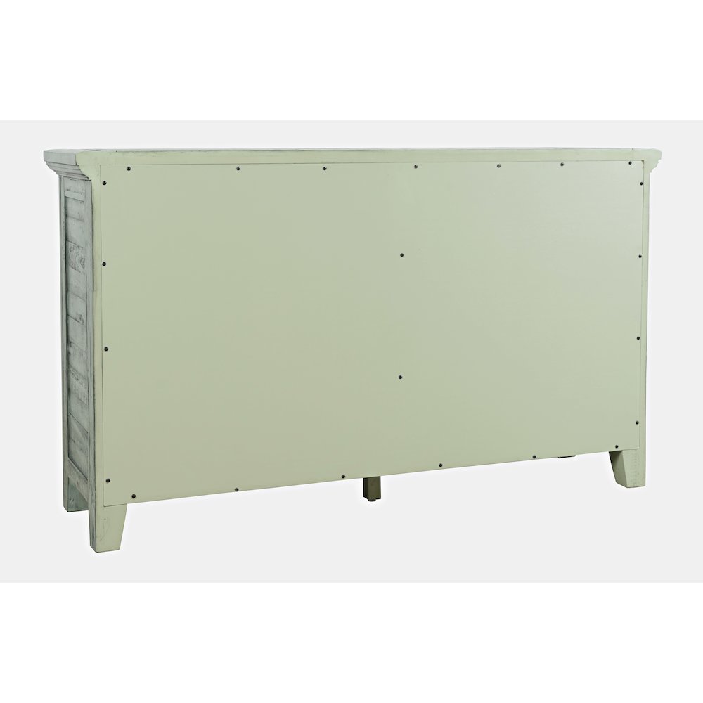 Rustic Shores 54" Coastal Distressed Acacia Four-Door Credenza Cabinet. Picture 7