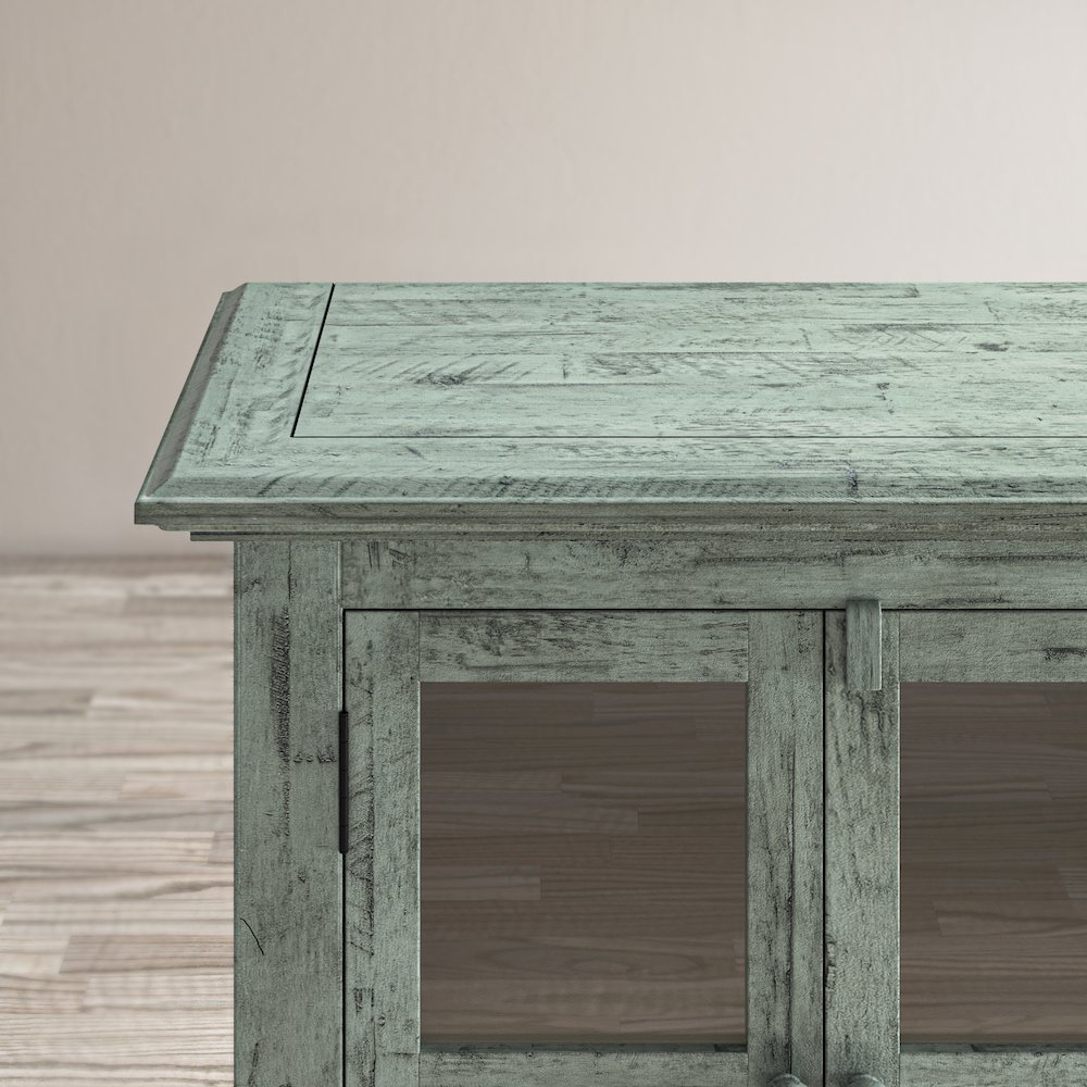Rustic Shores 54" Coastal Distressed Acacia Four-Door Credenza Cabinet. Picture 14