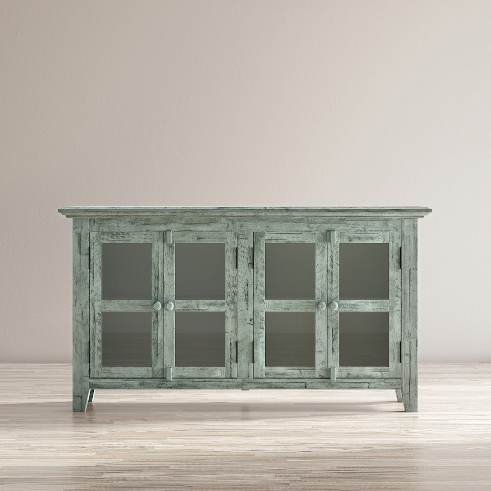 Rustic Shores 54" Coastal Distressed Acacia Four-Door Credenza Cabinet. Picture 12