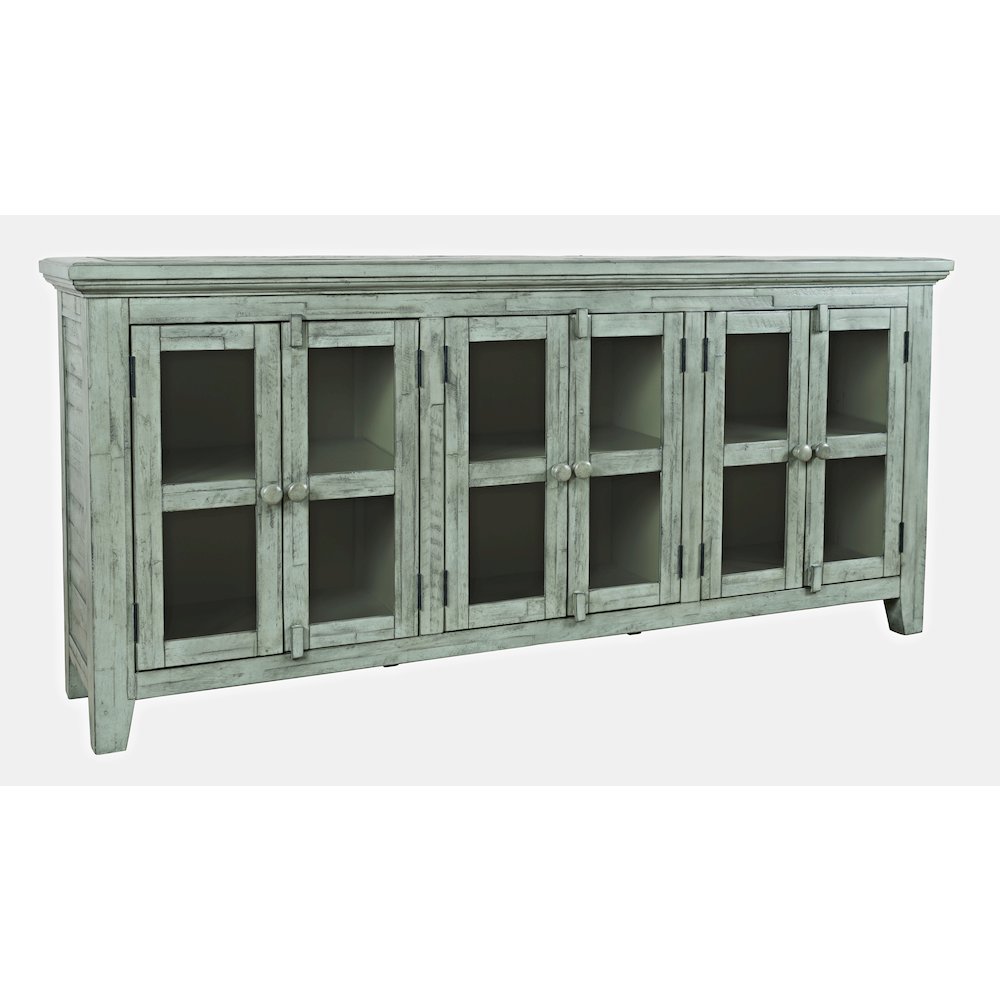 Rustic Shores 70" Coastal Distressed Acacia Six-Door Sideboard Cabinet. Picture 3