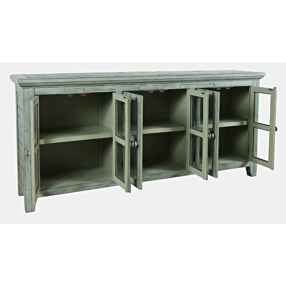 Rustic Shores 70" Coastal Distressed Acacia Six-Door Sideboard Cabinet. Picture 6