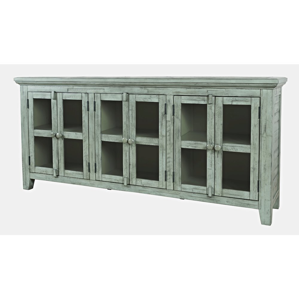 Rustic Shores 70" Coastal Distressed Acacia Six-Door Sideboard Cabinet. Picture 2