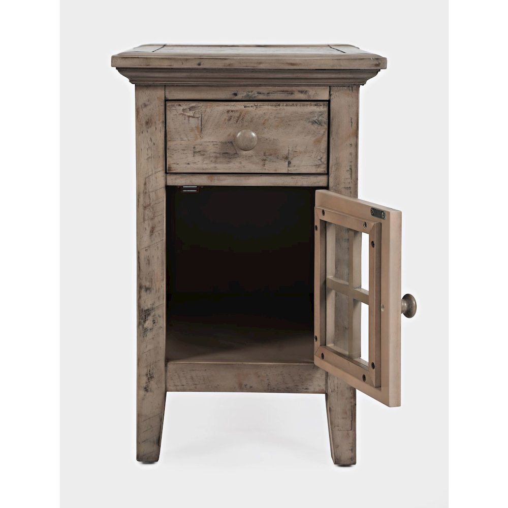 Rustic Shores Distressed Acacia USB Charging Chairside End Table. Picture 10