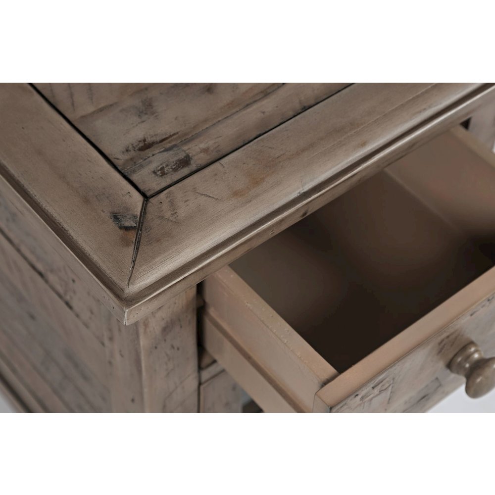 Rustic Shores Distressed Acacia USB Charging Chairside End Table. Picture 7