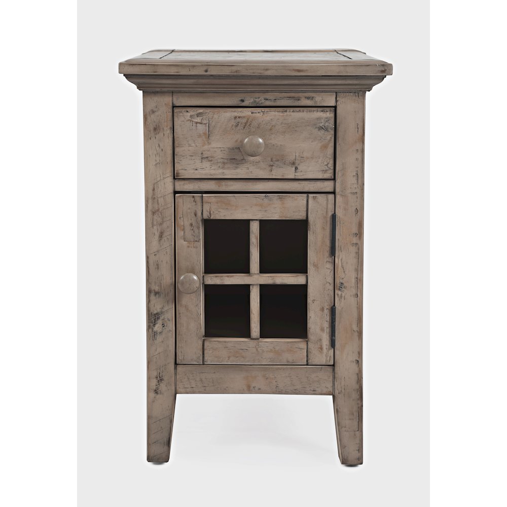Rustic Shores Distressed Acacia USB Charging Chairside End Table. Picture 1
