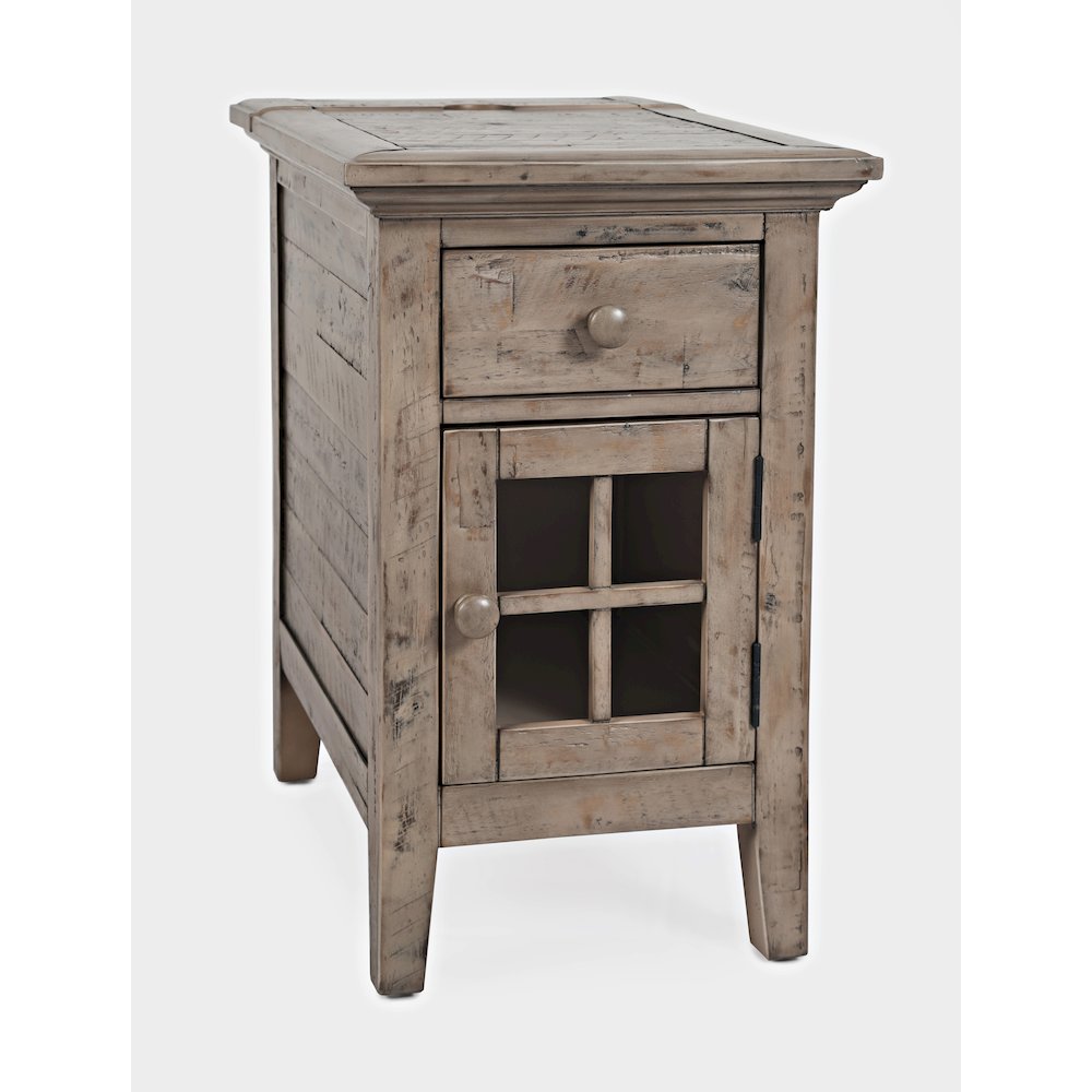 Rustic Shores Distressed Acacia USB Charging Chairside End Table. Picture 4