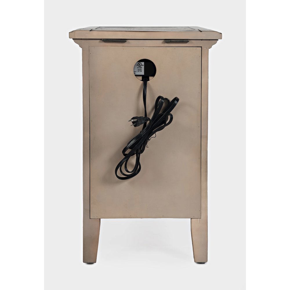 Rustic Shores Distressed Acacia USB Charging Chairside End Table. Picture 9