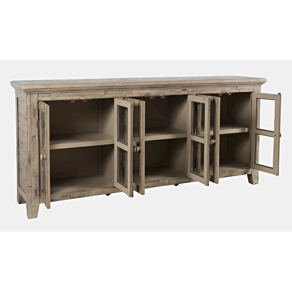 Rustic Shores 70" Coastal Distressed Acacia Six-Door Sideboard Cabinet. Picture 7