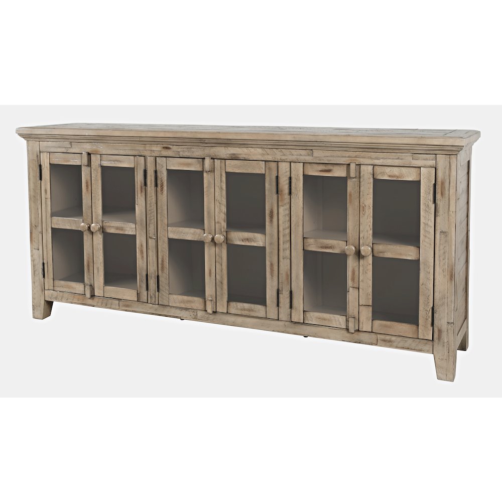 Rustic Shores 70" Coastal Distressed Acacia Six-Door Sideboard Cabinet. Picture 3