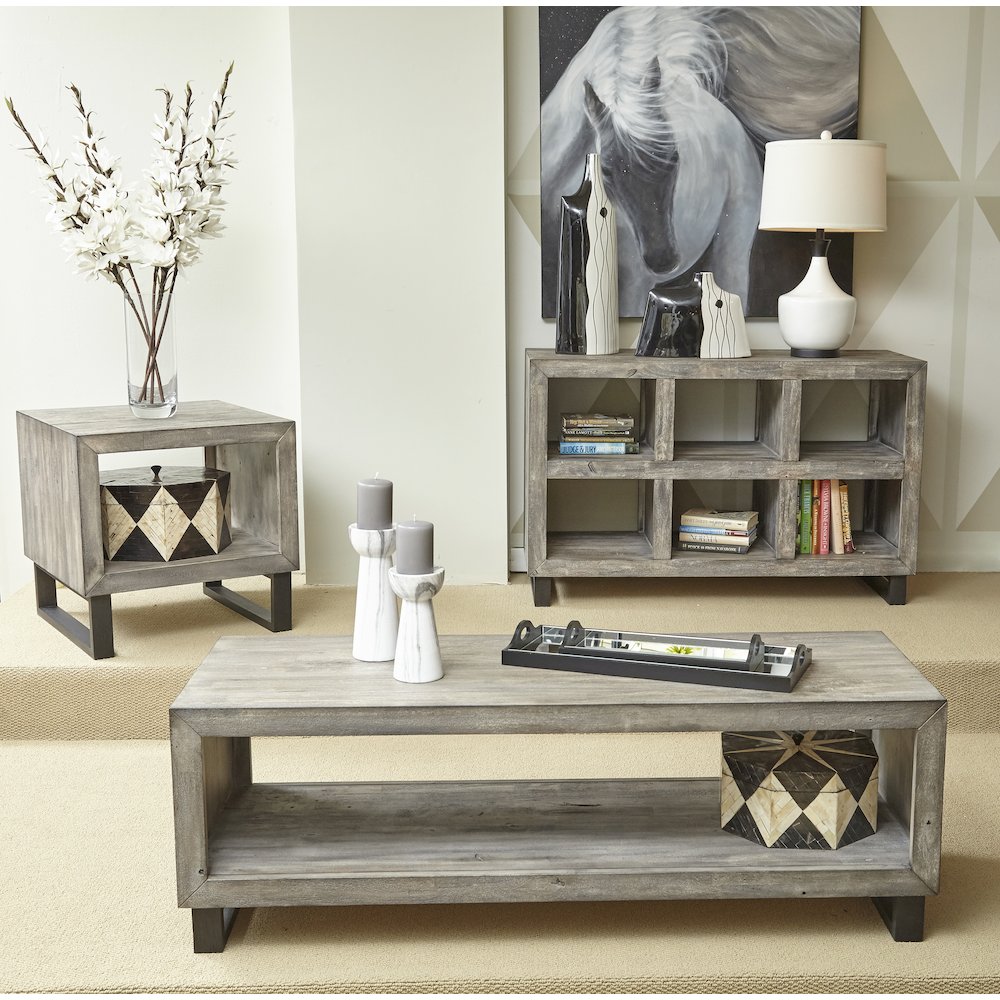 Mulholland Drive Modern Distressed Solid Wood 47" Sofa Table. Picture 7