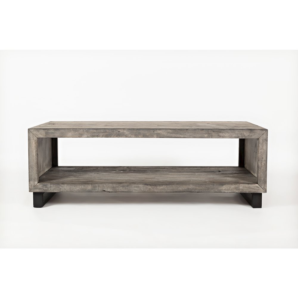 Mulholland Drive 56" Modern Distressed Solid Wood Coffee Table. Picture 1