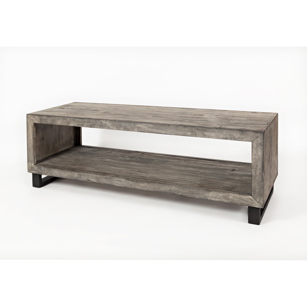 Mulholland Drive 56" Modern Distressed Solid Wood Coffee Table. Picture 2