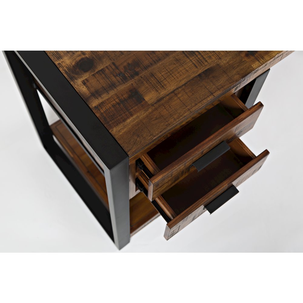 Loftworks 54" Modern Industrial Distressed Acacia Desk with Drawers and Storage. Picture 6