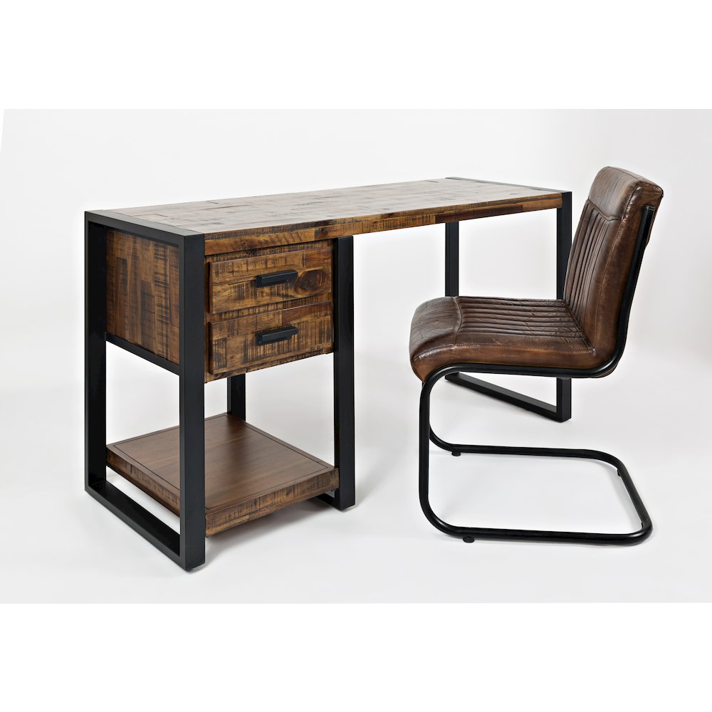 Loftworks 54" Modern Industrial Distressed Acacia Desk with Drawers and Storage. Picture 2