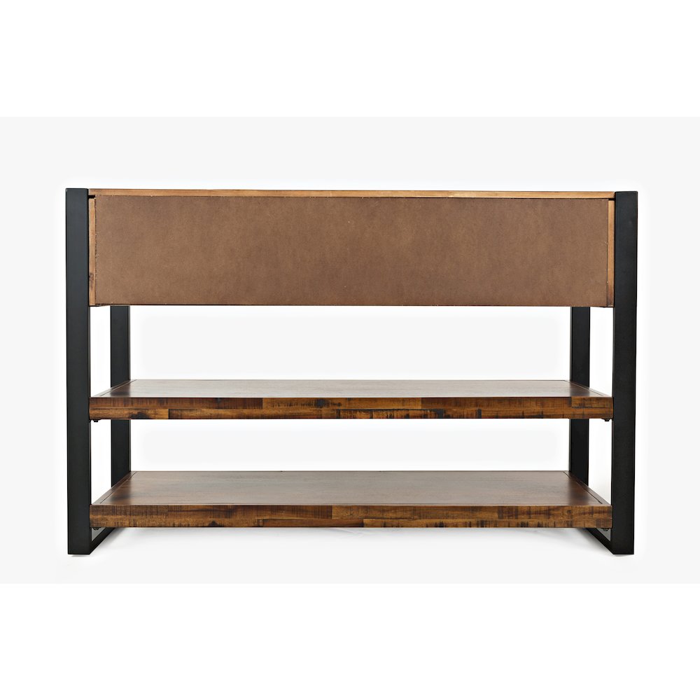 Loftworks Modern Industrial Distressed Acacia 50" Sofa Table with Drawers. Picture 7