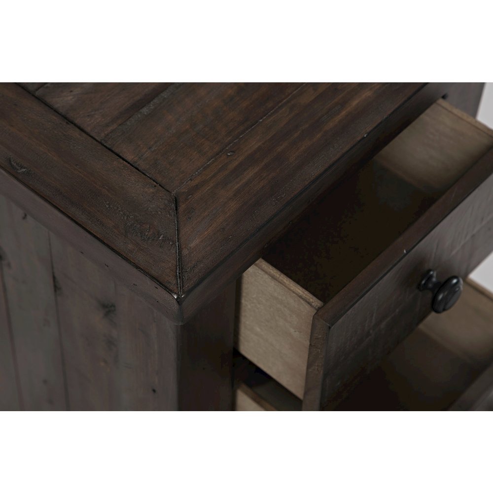 Rustic Reclaimed Pine Farmhouse Harris USB Charging Chairside Table. Picture 5