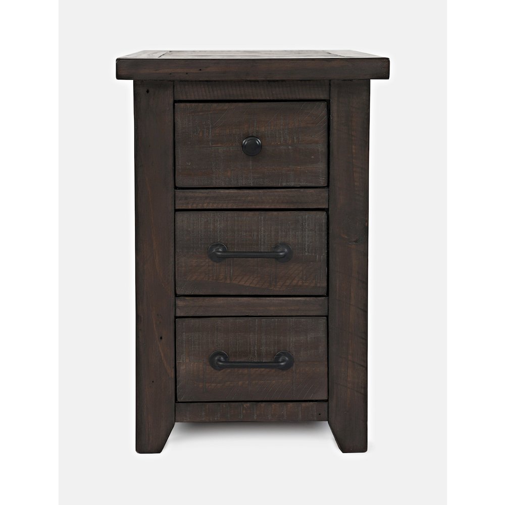 Rustic Reclaimed Pine Farmhouse Harris USB Charging Chairside Table. Picture 1
