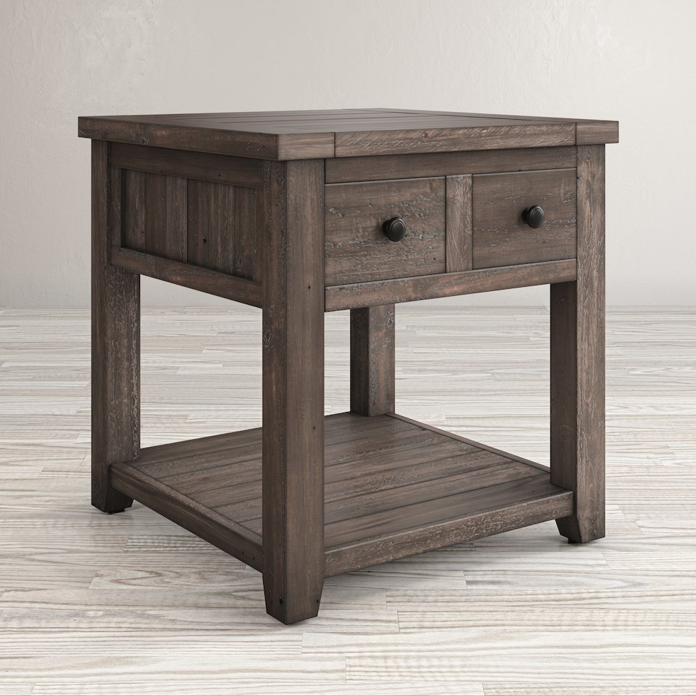 Madison County Rustic Reclaimed Pine Farmhouse End Table. Picture 11