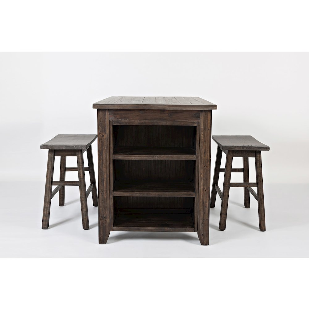 Rustic Reclaimed Solid Wood Farmhouse 3 Piece Counter Height Dining Set. Picture 1