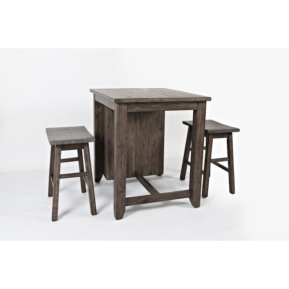 Rustic Reclaimed Solid Wood Farmhouse 3 Piece Counter Height Dining Set. Picture 3