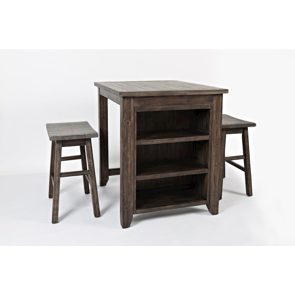 Rustic Reclaimed Solid Wood Farmhouse 3 Piece Counter Height Dining Set. Picture 2