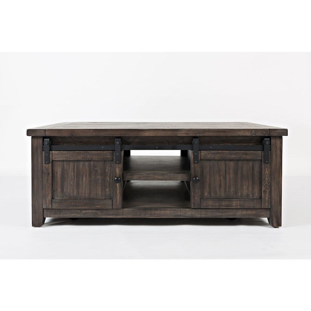 Madison County 50" Rustic Reclaimed Pine Farmhouse Barn Door Coffee Table. Picture 1