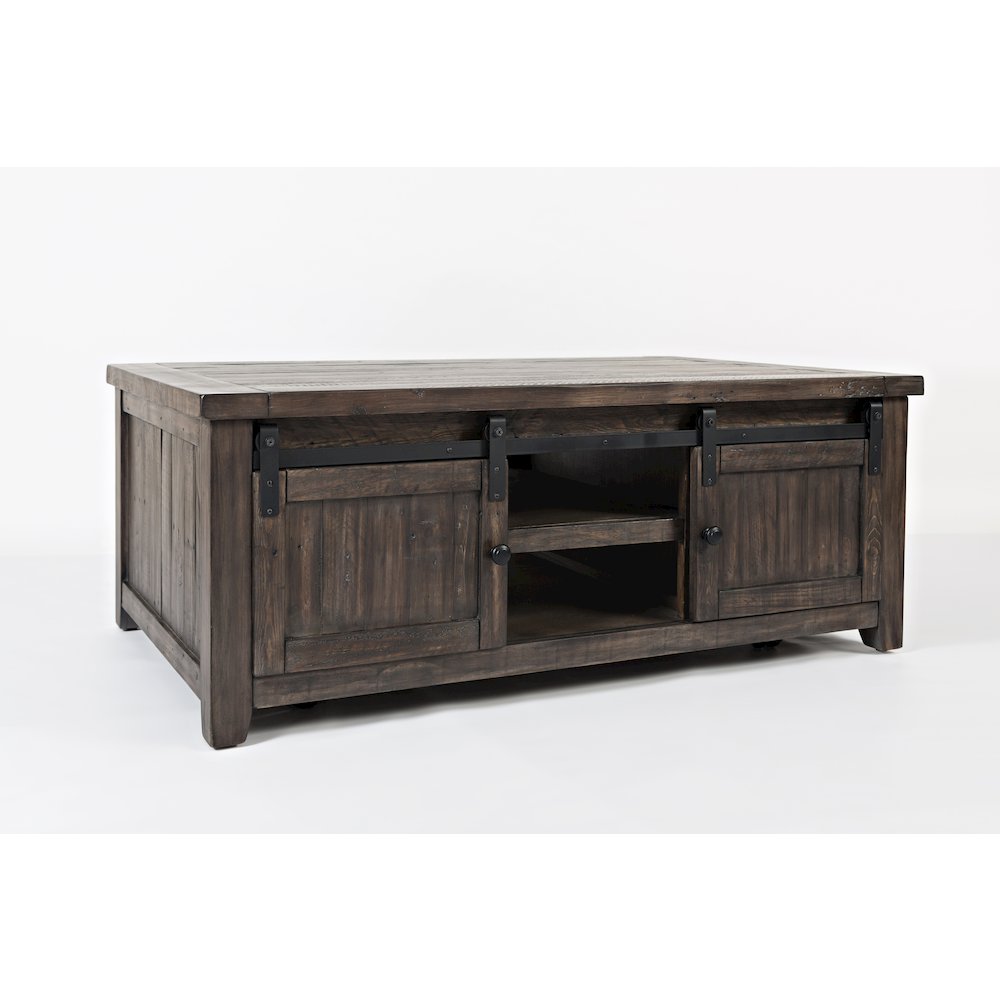 Madison County 50" Rustic Reclaimed Pine Farmhouse Barn Door Coffee Table. Picture 2