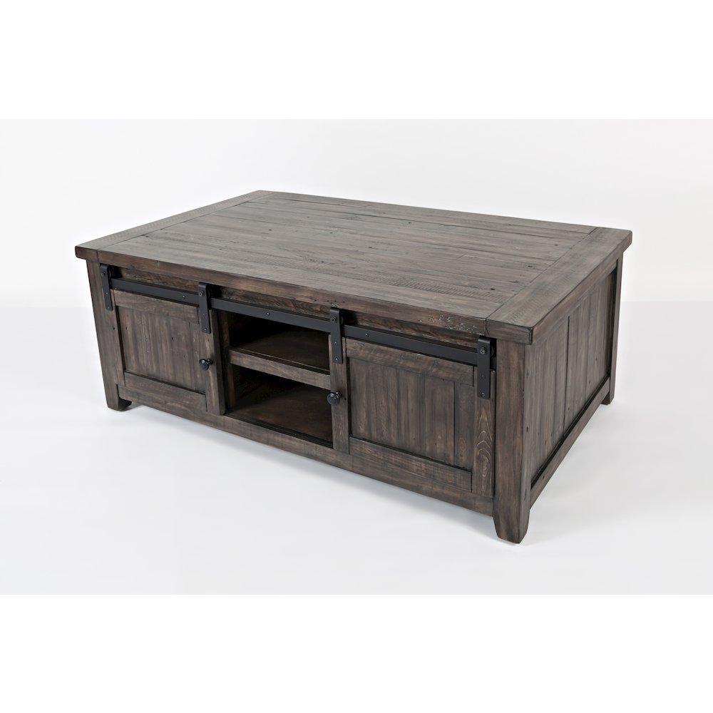 Madison County 50" Rustic Reclaimed Pine Farmhouse Barn Door Coffee Table. Picture 3