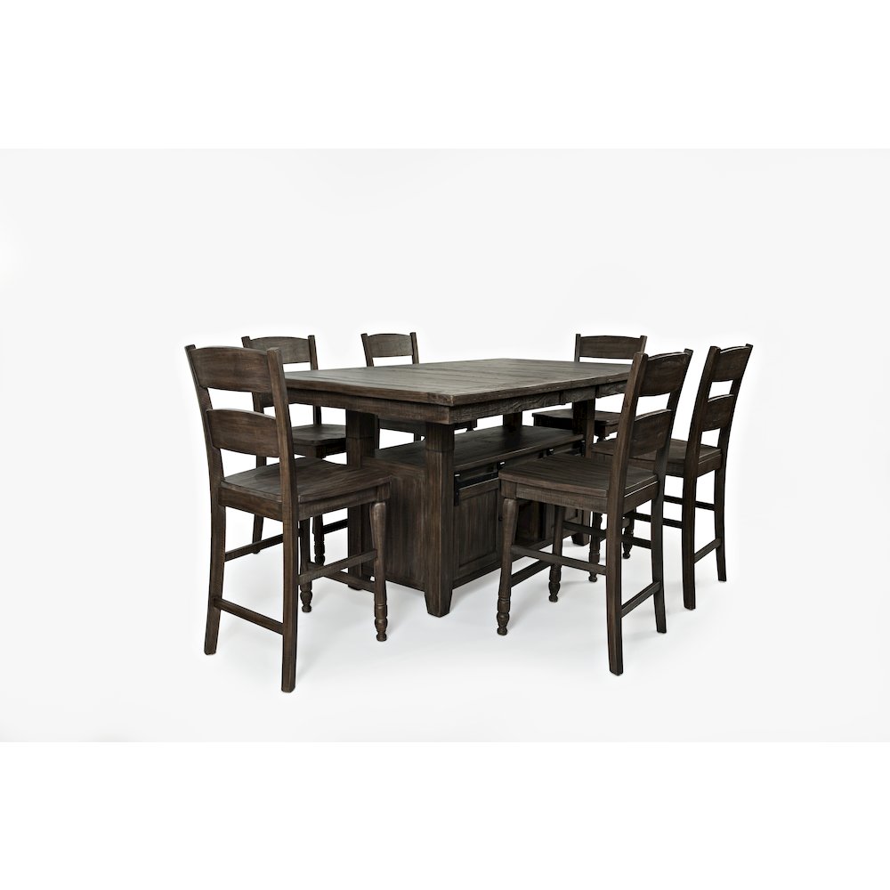 Reclaimed Pine 72" Farmhouse Counter Height Seven-Piece Dining Set. Picture 1