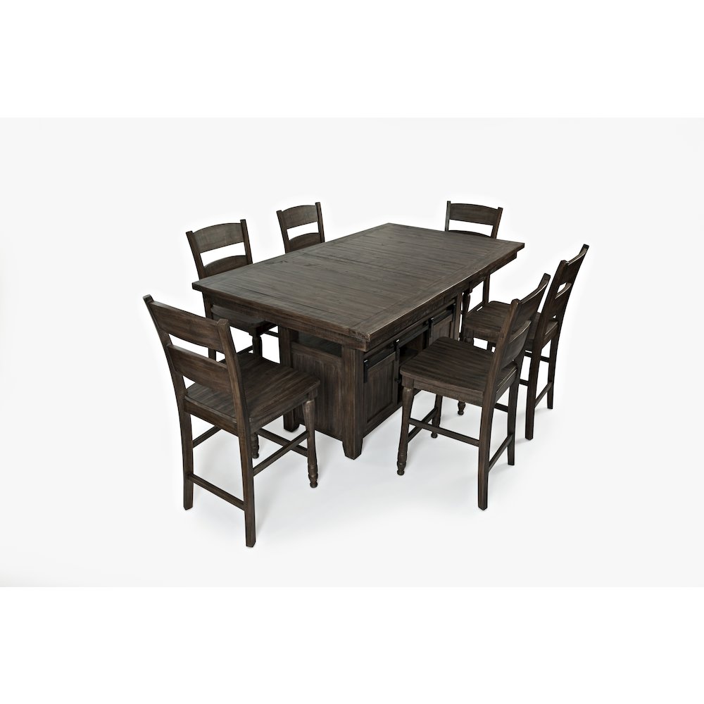 Reclaimed Pine 72" Farmhouse Counter Height Seven-Piece Dining Set. Picture 3