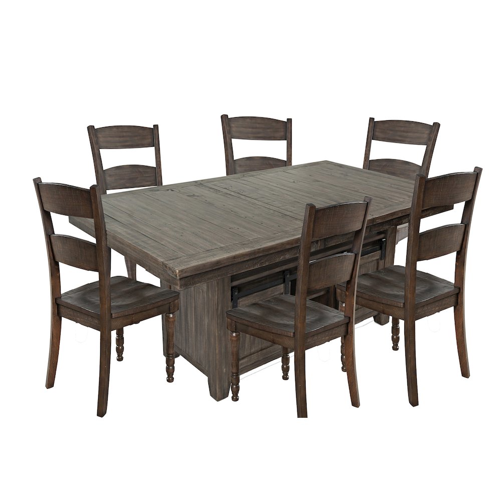 Madison County Reclaimed Pine 72" Farmhouse Storage Table Seven-Piece Dining Set. Picture 1