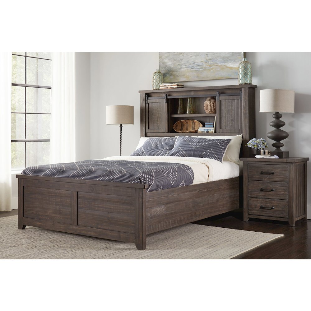Madison County Rustic Reclaimed Solid Wood Farmhouse USB Charging Nightstand. Picture 9