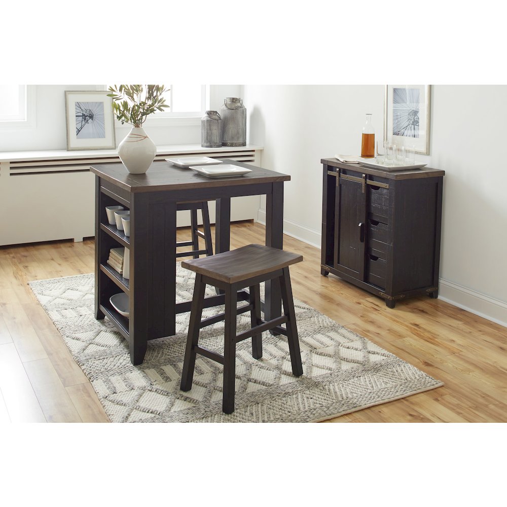 Rustic Reclaimed Solid Wood Farmhouse 3 Piece Counter Height Dining Set. Picture 2